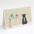 Christmas Presents between Friends Bull Terrier - Blue Greeting Cards Pack of 8 Blank Cards with Envelopes Whimsical A7 Size 5x7