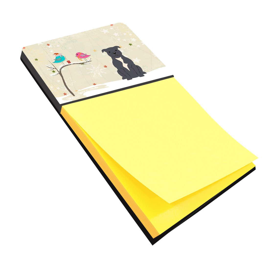 Christmas Presents between Friends Bull Terrier - Blue Watercolor Sticky Note Holder Refillable Dispenser Desk Accessory 3x3 Pad Gift