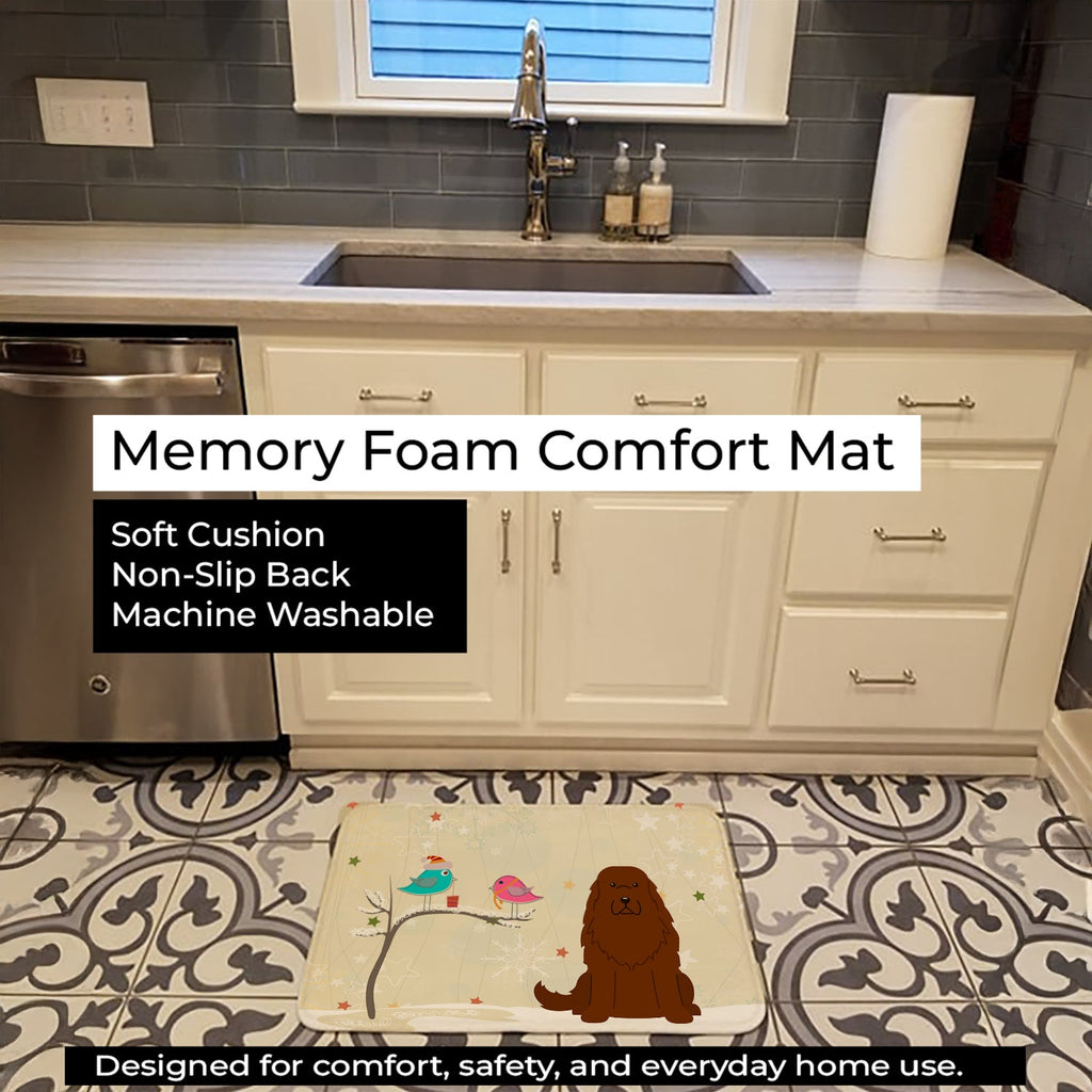 Christmas Presents between Friends Caucasian Shepherd Dog Memory Foam Kitchen Mat Machine Washable Anti-Fatigue Cushion Comfort Bath or Kitchen Rug