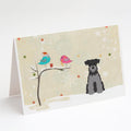 Christmas Presents between Friends Schnauzer - Black and Silver Greeting Cards Pack of 8 Blank Cards with Envelopes Whimsical A7 Size 5x7