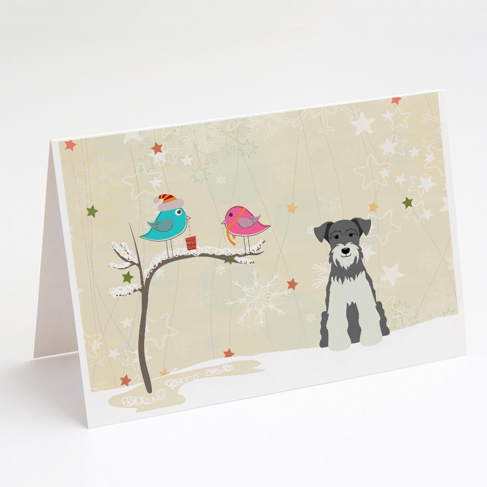 Christmas Presents between Friends Schnauzer - Salt and Pepper Greeting Cards Pack of 8 Blank Cards with Envelopes Whimsical A7 Size 5x7