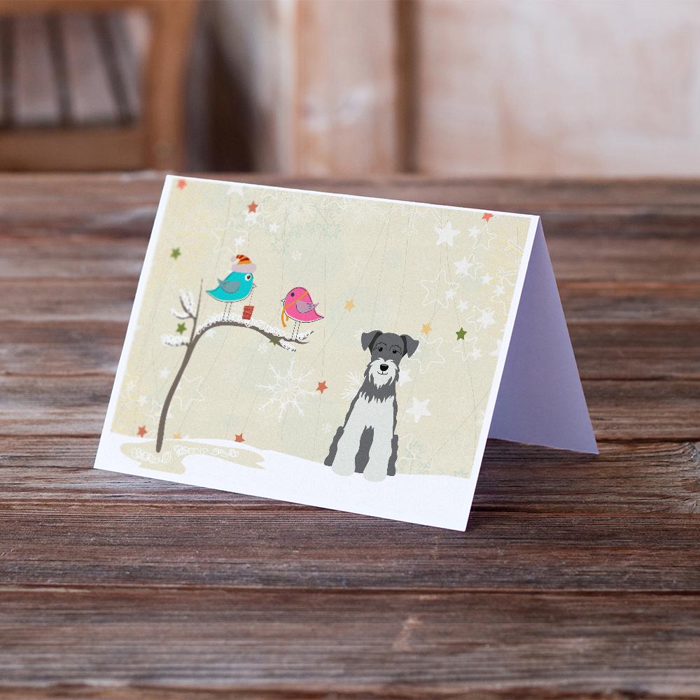 Christmas Presents between Friends Schnauzer - Salt and Pepper Greeting Cards Pack of 8 Blank Cards with Envelopes Whimsical A7 Size 5x7