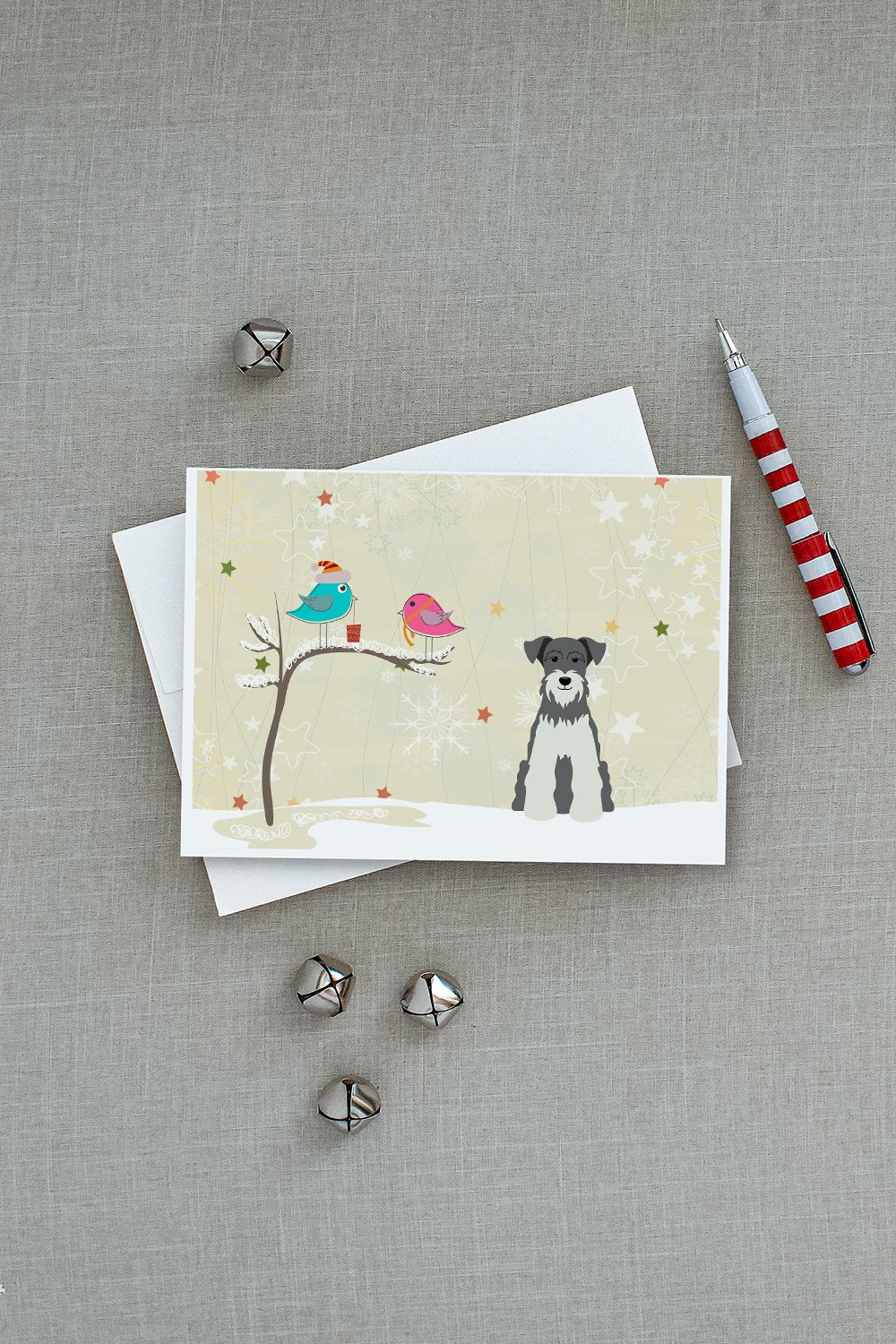 Christmas Presents between Friends Schnauzer - Salt and Pepper Greeting Cards Pack of 8 Blank Cards with Envelopes Whimsical A7 Size 5x7