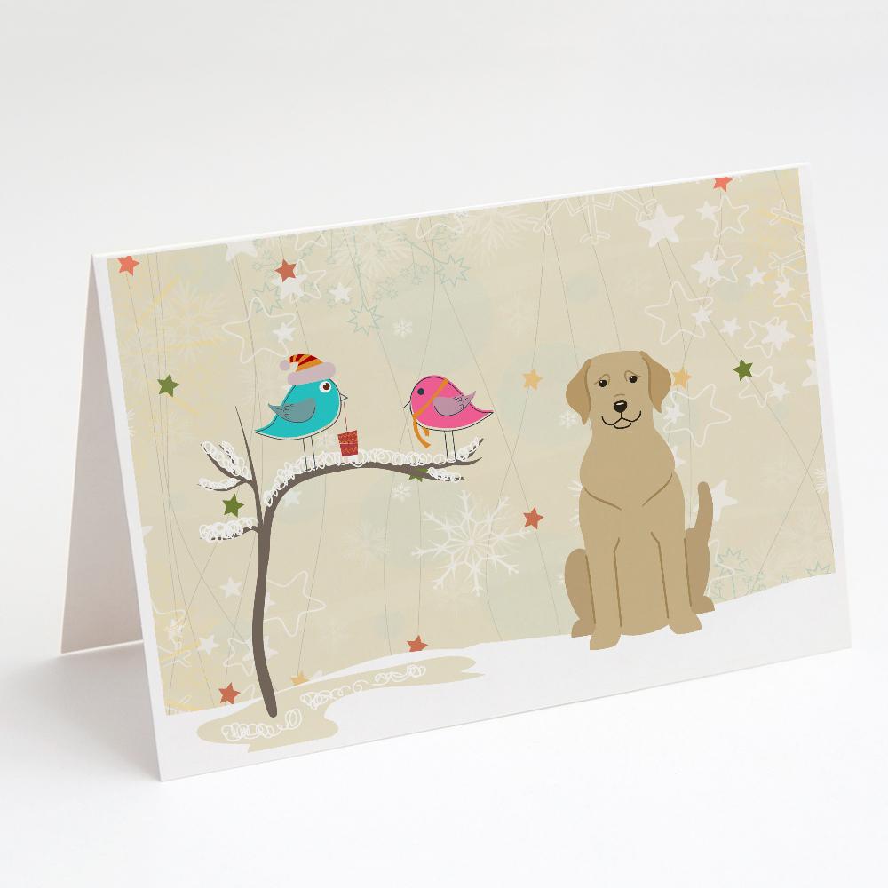 Christmas Presents between Friends Labrador Retriever - Yellow Greeting Cards Pack of 8 Blank Cards with Envelopes Whimsical A7 Size 5x7