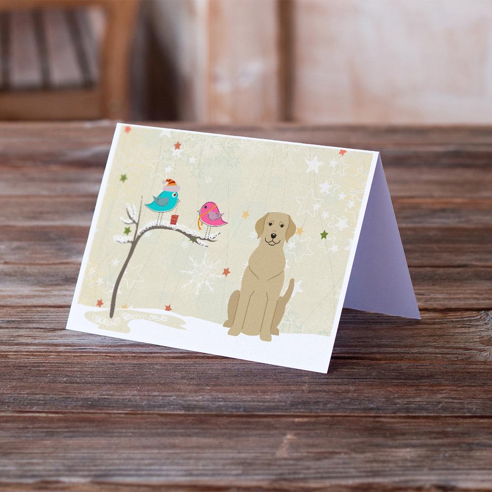 Christmas Presents between Friends Labrador Retriever - Yellow Greeting Cards Pack of 8 Blank Cards with Envelopes Whimsical A7 Size 5x7