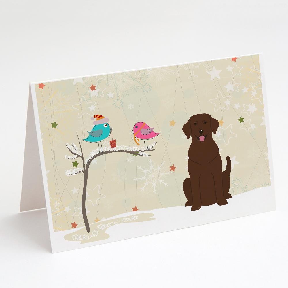 Christmas Presents between Friends Labrador Retriever - Chocolate Greeting Cards Pack of 8 Blank Cards with Envelopes Whimsical A7 Size 5x7