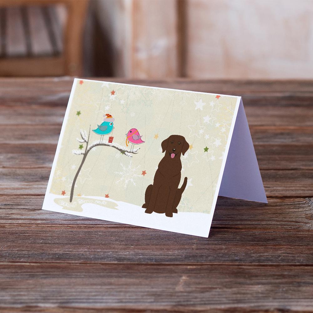 Christmas Presents between Friends Labrador Retriever - Chocolate Greeting Cards Pack of 8 Blank Cards with Envelopes Whimsical A7 Size 5x7