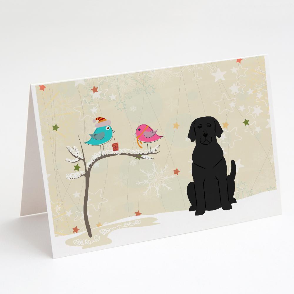 Christmas Presents between Friends Labrador Retriever - Black Greeting Cards Pack of 8 Blank Cards with Envelopes Whimsical A7 Size 5x7