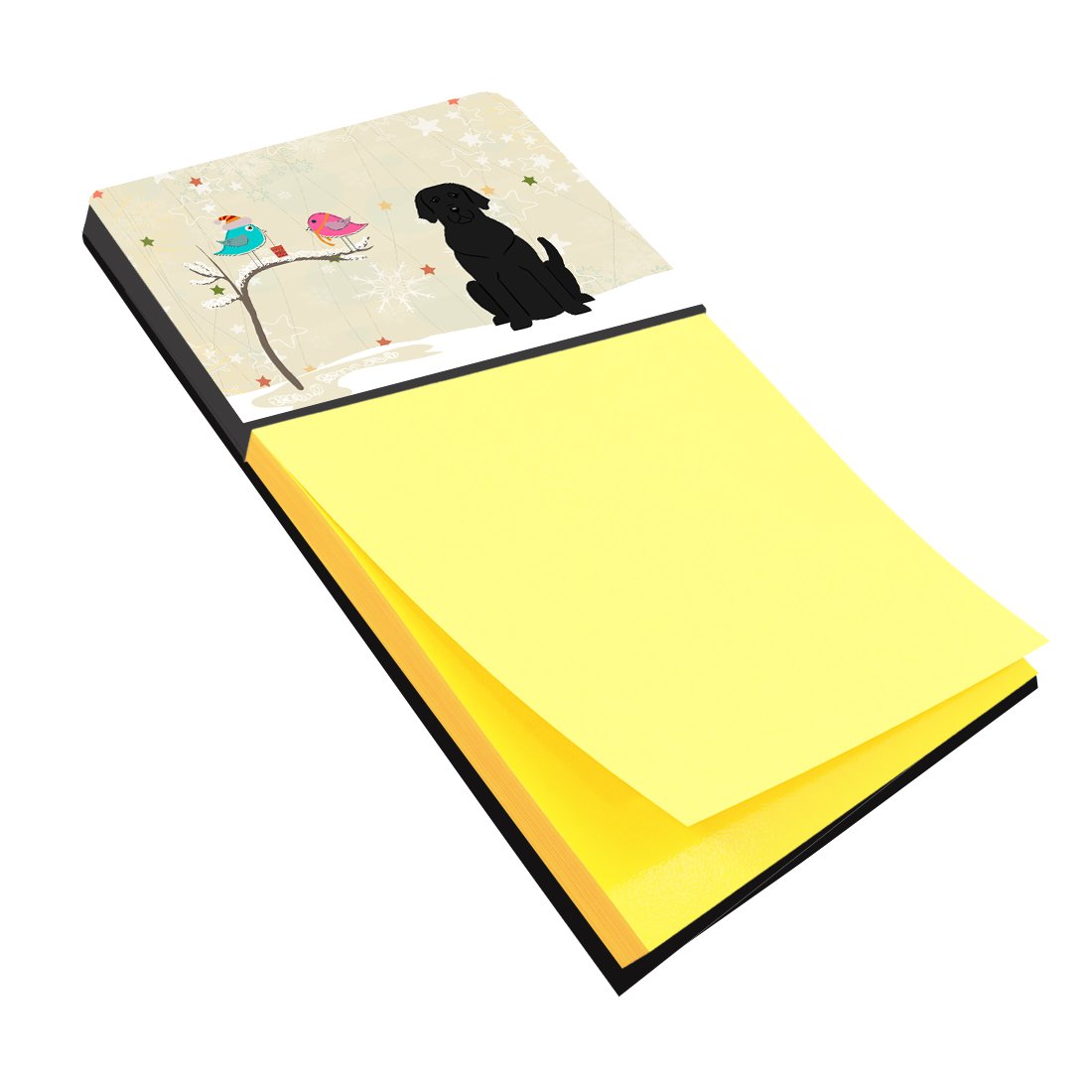 Christmas Presents between Friends Labrador Retriever - Black Watercolor Sticky Note Holder Refillable Dispenser Desk Accessory 3x3 Pad Gift