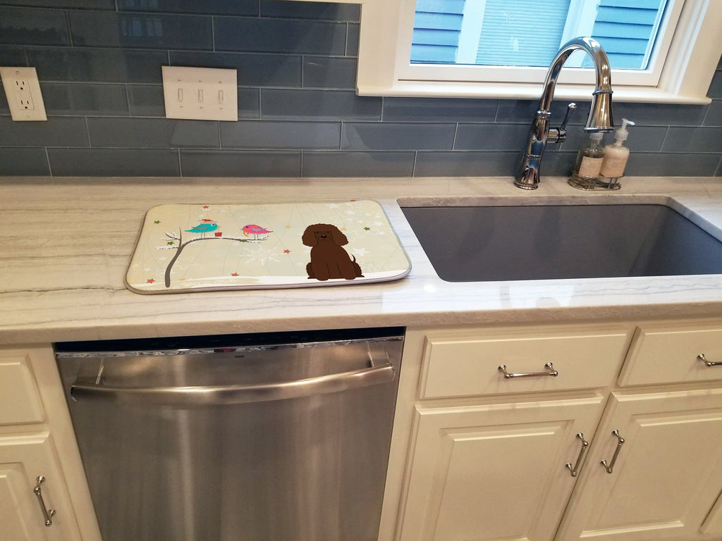 Christmas Presents between Friends Water Spaniel Dish Drying Mat Absorbent Dish Drying Mat Pad for Kitchen Counter Dish Drainer Mat for Countertop, 14 x 21", Multicolor