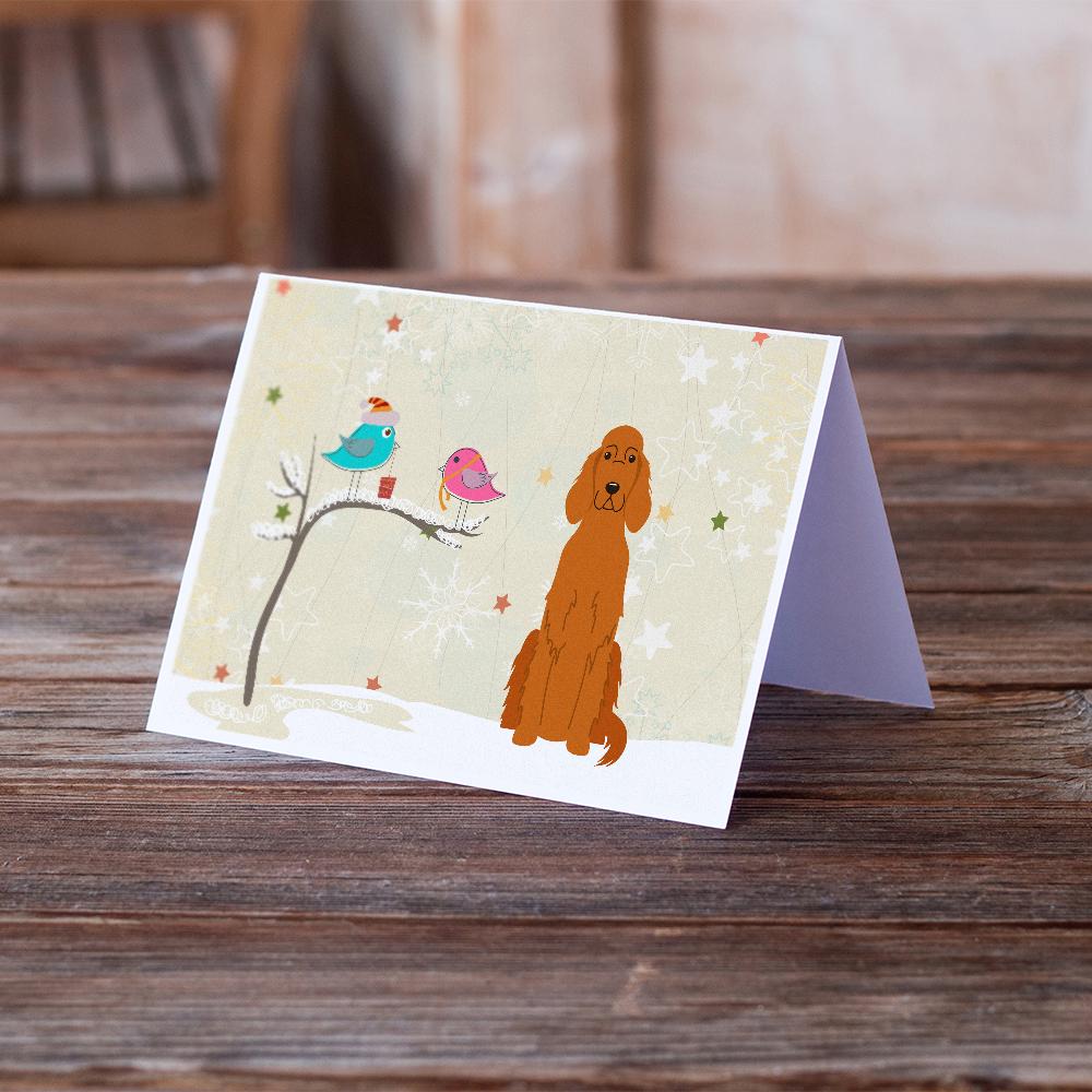 Christmas Presents between Friends Irish Setter Greeting Cards Pack of 8 Blank Cards with Envelopes Whimsical A7 Size 5x7