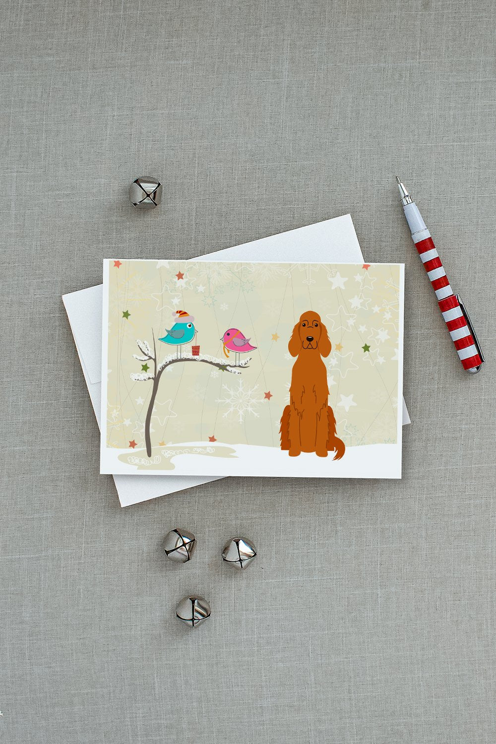 Christmas Presents between Friends Irish Setter Greeting Cards Pack of 8 Blank Cards with Envelopes Whimsical A7 Size 5x7