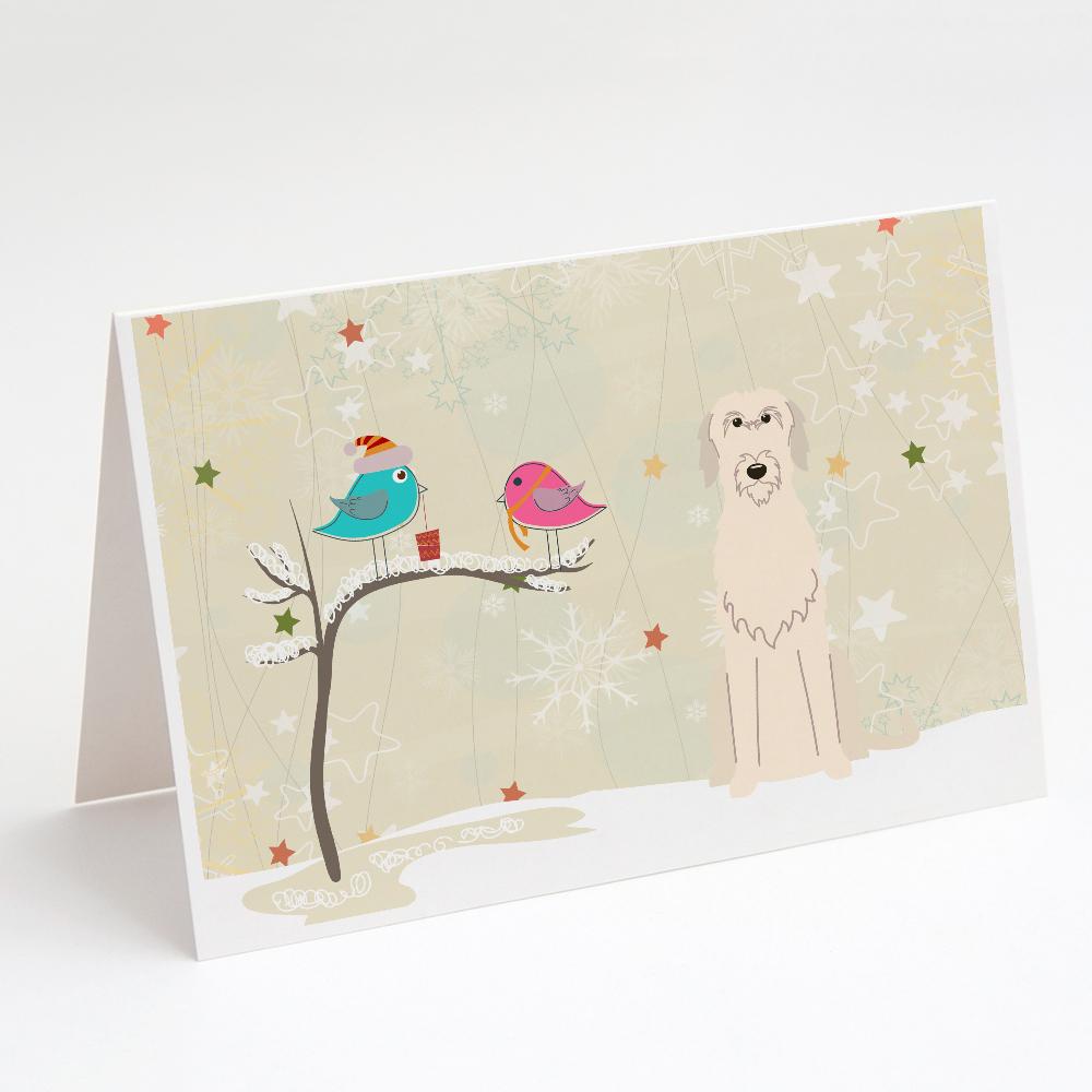Christmas Presents between Friends Irish Wolfhound Greeting Cards Pack of 8 Blank Cards with Envelopes Whimsical A7 Size 5x7