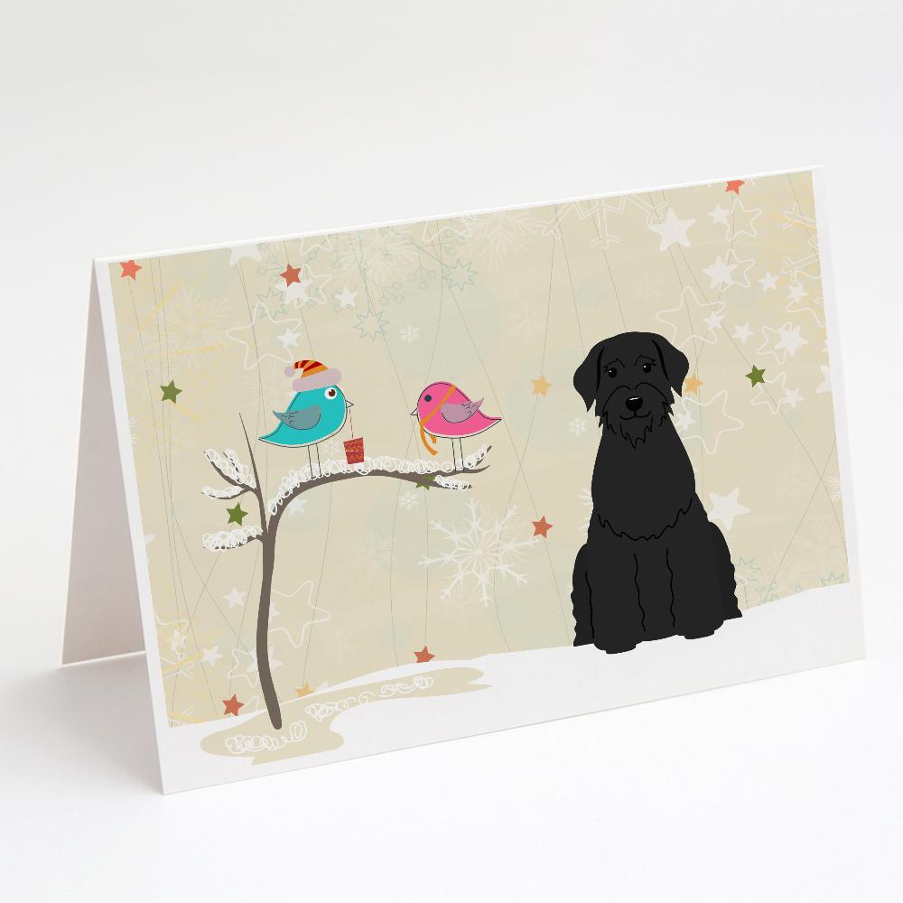Christmas Presents between Friends Schnauzer - Giant Greeting Cards Pack of 8 Blank Cards with Envelopes Whimsical A7 Size 5x7