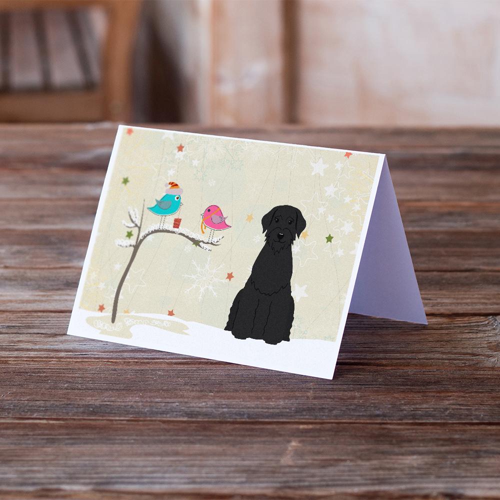 Christmas Presents between Friends Schnauzer - Giant Greeting Cards Pack of 8 Blank Cards with Envelopes Whimsical A7 Size 5x7