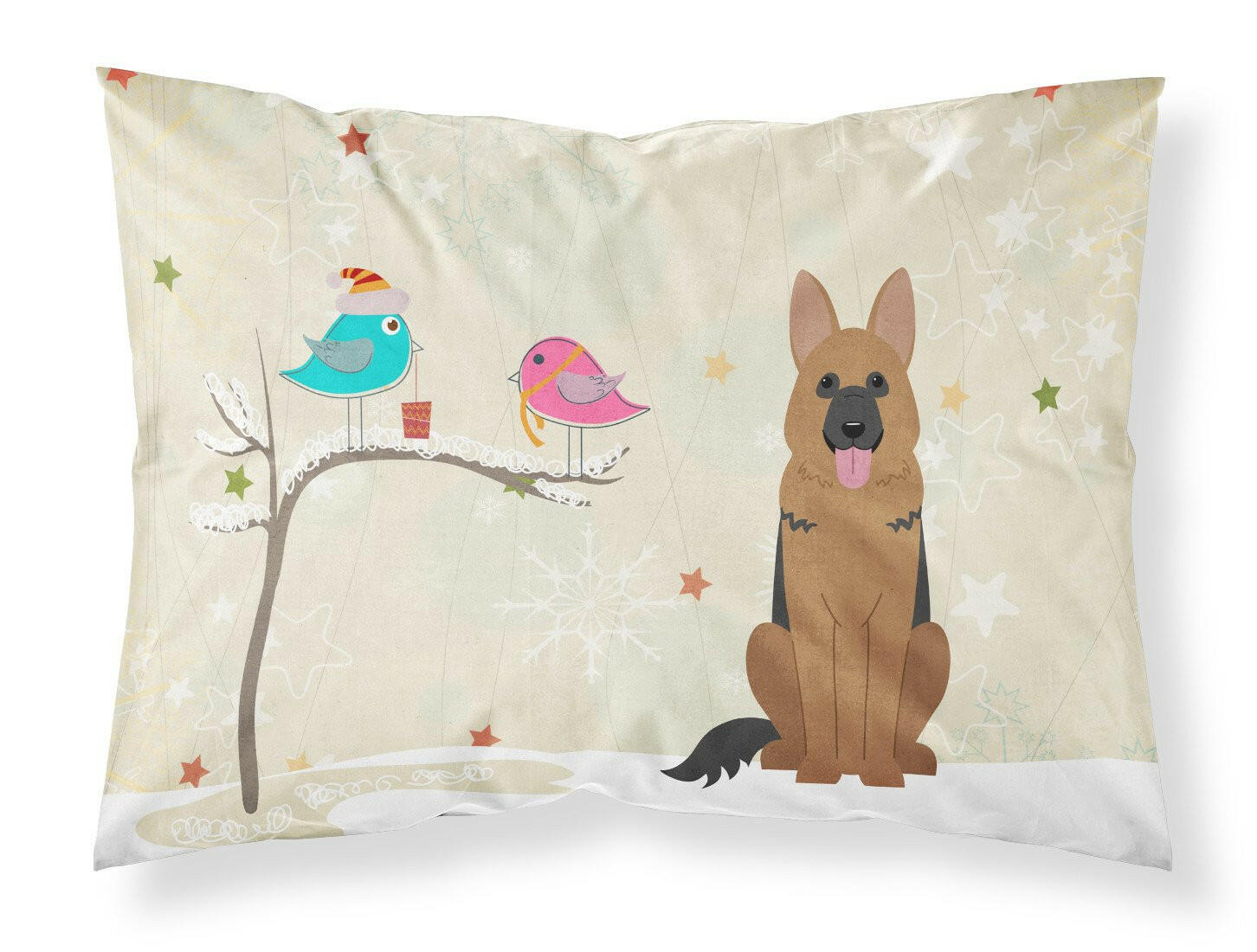 Christmas Presents between Friends German Shepherd Standard Pillowcase Lightweight Super Soft Easy Care Decorative Artwork Pillowcase, Standard