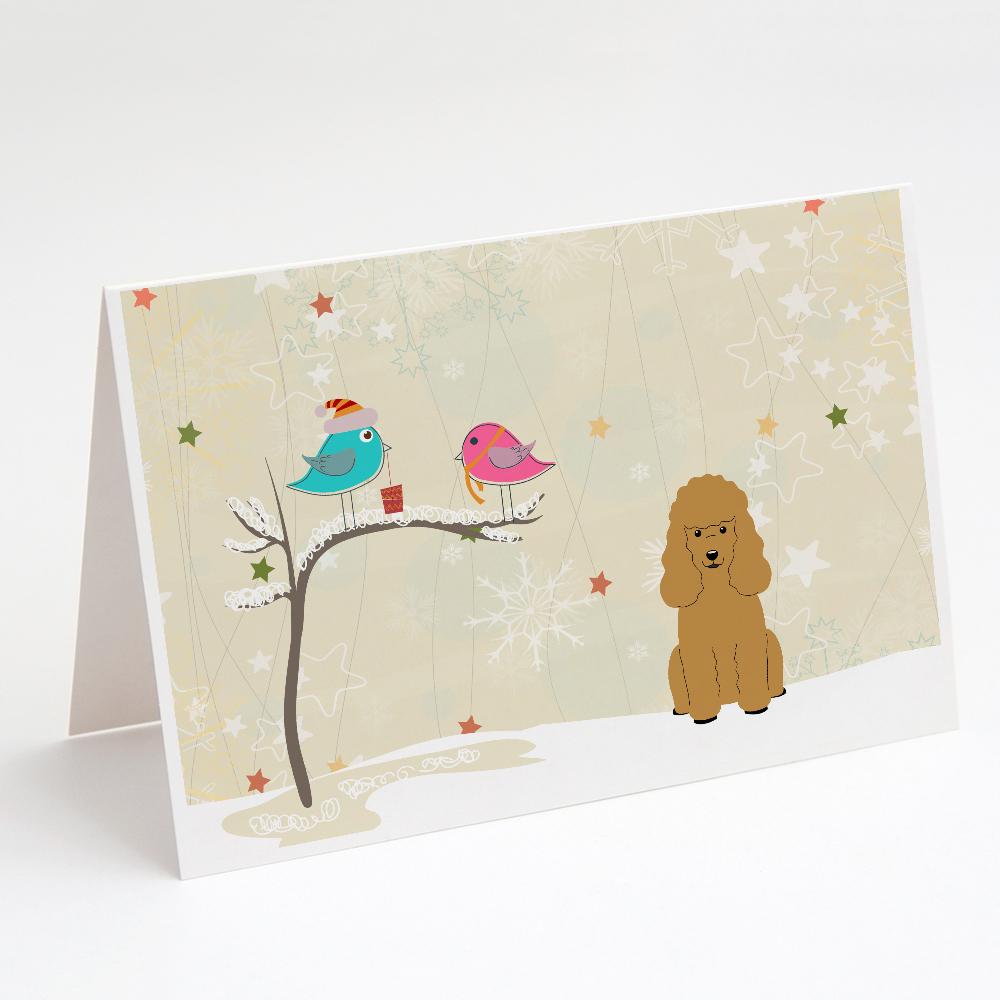 Christmas Presents between Friends Poodle - Tan Greeting Cards Pack of 8 Blank Cards with Envelopes Whimsical A7 Size 5x7