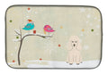 Christmas Presents between Friends Poodle - White Dish Drying Mat Absorbent Dish Drying Mat Pad for Kitchen Counter Dish Drainer Mat for Countertop, 14 x 21", Multicolor