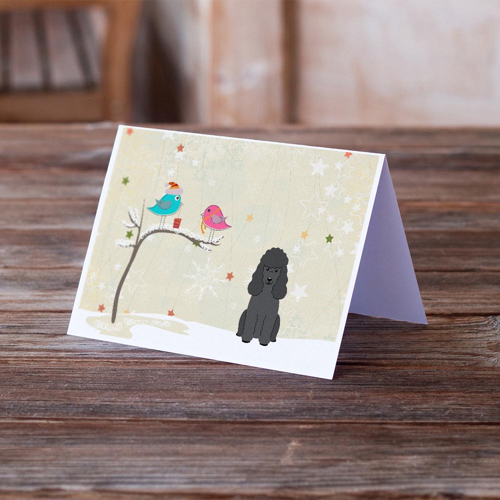 Christmas Presents between Friends Poodle - Black Greeting Cards Pack of 8 Blank Cards with Envelopes Whimsical A7 Size 5x7