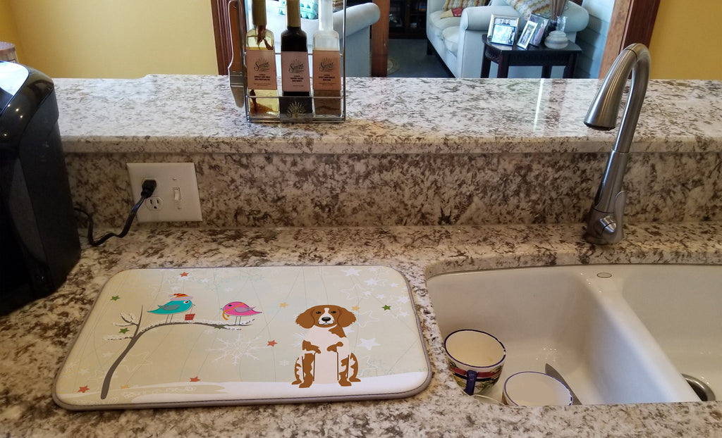 Christmas Presents between Friends Brittany Dish Drying Mat Absorbent Dish Drying Mat Pad for Kitchen Counter Dish Drainer Mat for Countertop, 14 x 21", Multicolor