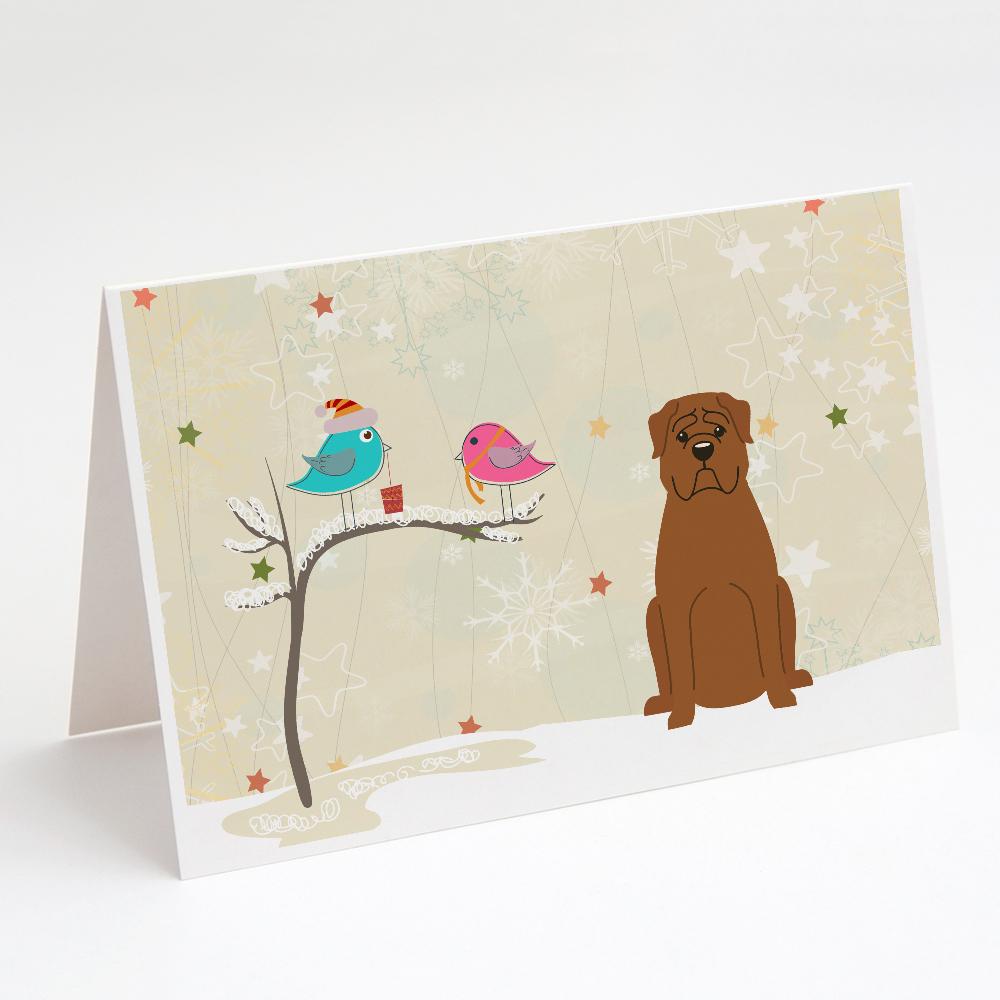 Christmas Presents between Friends Dogue de Bourdeaux Greeting Cards Pack of 8 Blank Cards with Envelopes Whimsical A7 Size 5x7