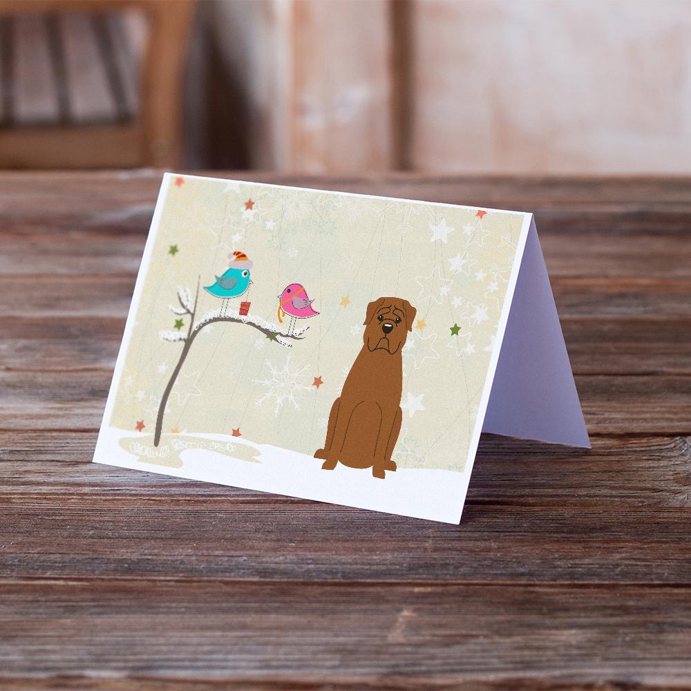Christmas Presents between Friends Dogue de Bourdeaux Greeting Cards Pack of 8 Blank Cards with Envelopes Whimsical A7 Size 5x7