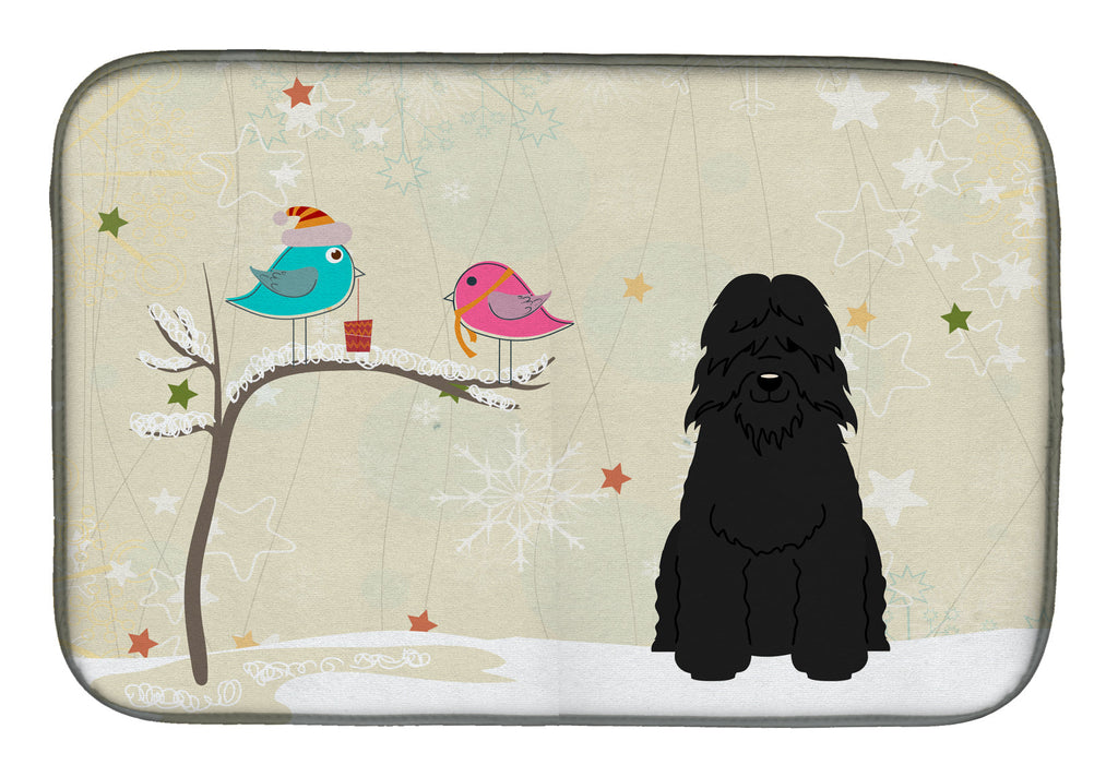 Christmas Presents between Friends Bouvier des Flandres Dish Drying Mat Absorbent Dish Drying Mat Pad for Kitchen Counter Dish Drainer Mat for Countertop, 14 x 21", Multicolor