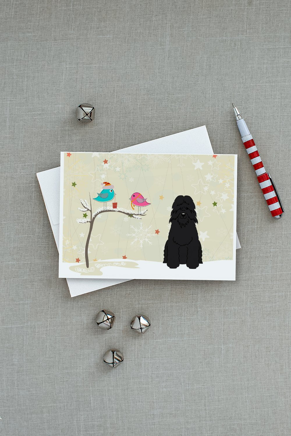 Christmas Presents between Friends Bouvier des Flandres Greeting Cards Pack of 8 Blank Cards with Envelopes Whimsical A7 Size 5x7