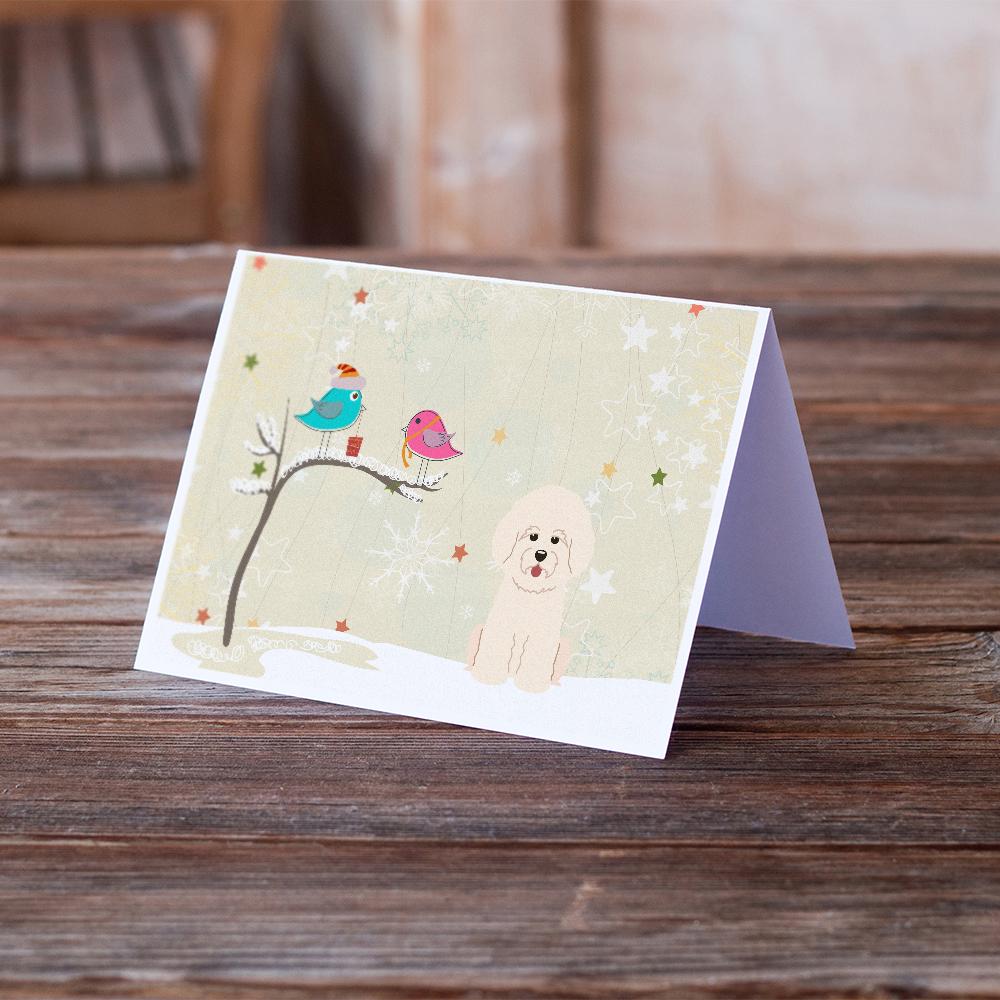Christmas Presents between Friends Bichon Frise Greeting Cards Pack of 8 Blank Cards with Envelopes Whimsical A7 Size 5x7