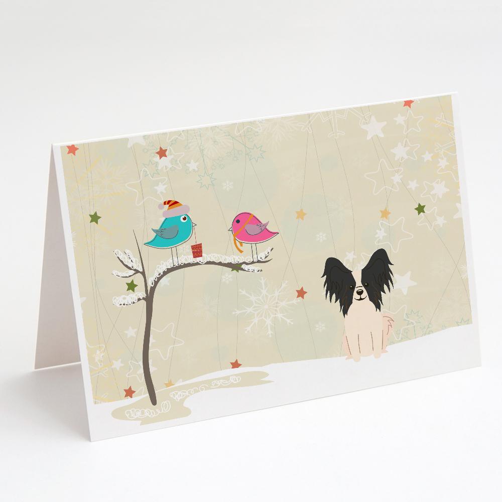 Christmas Presents between Friends Papillon - Black and White Greeting Cards Pack of 8 Blank Cards with Envelopes Whimsical A7 Size 5x7