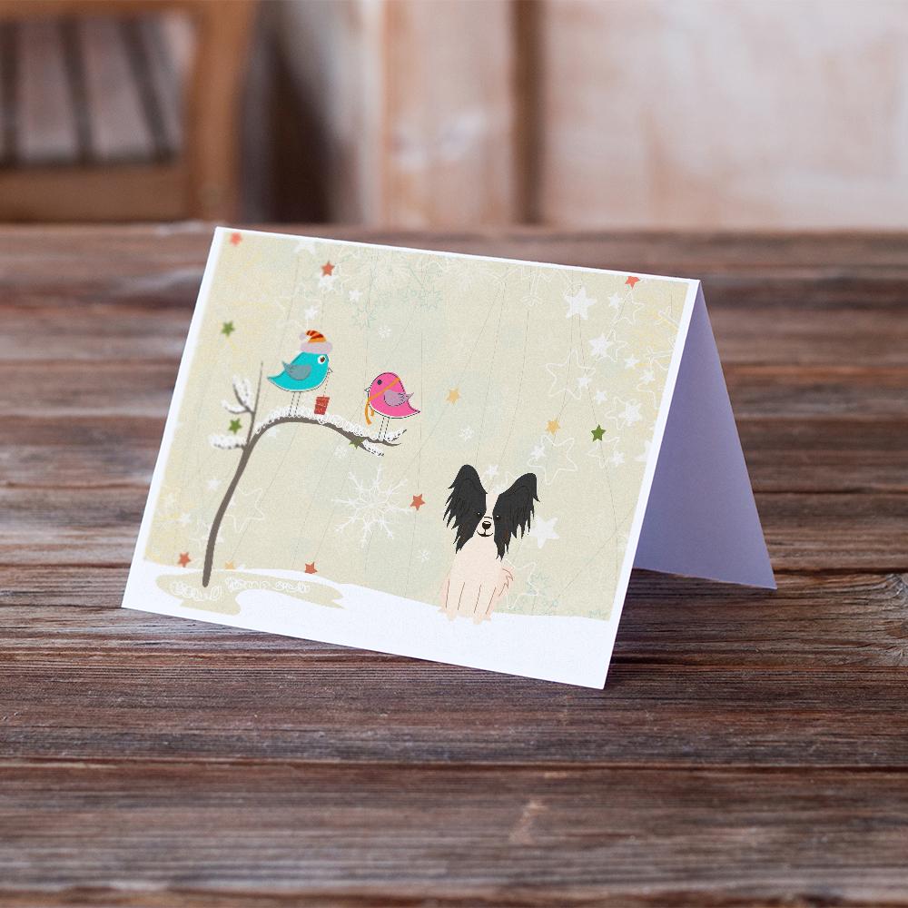 Christmas Presents between Friends Papillon - Black and White Greeting Cards Pack of 8 Blank Cards with Envelopes Whimsical A7 Size 5x7