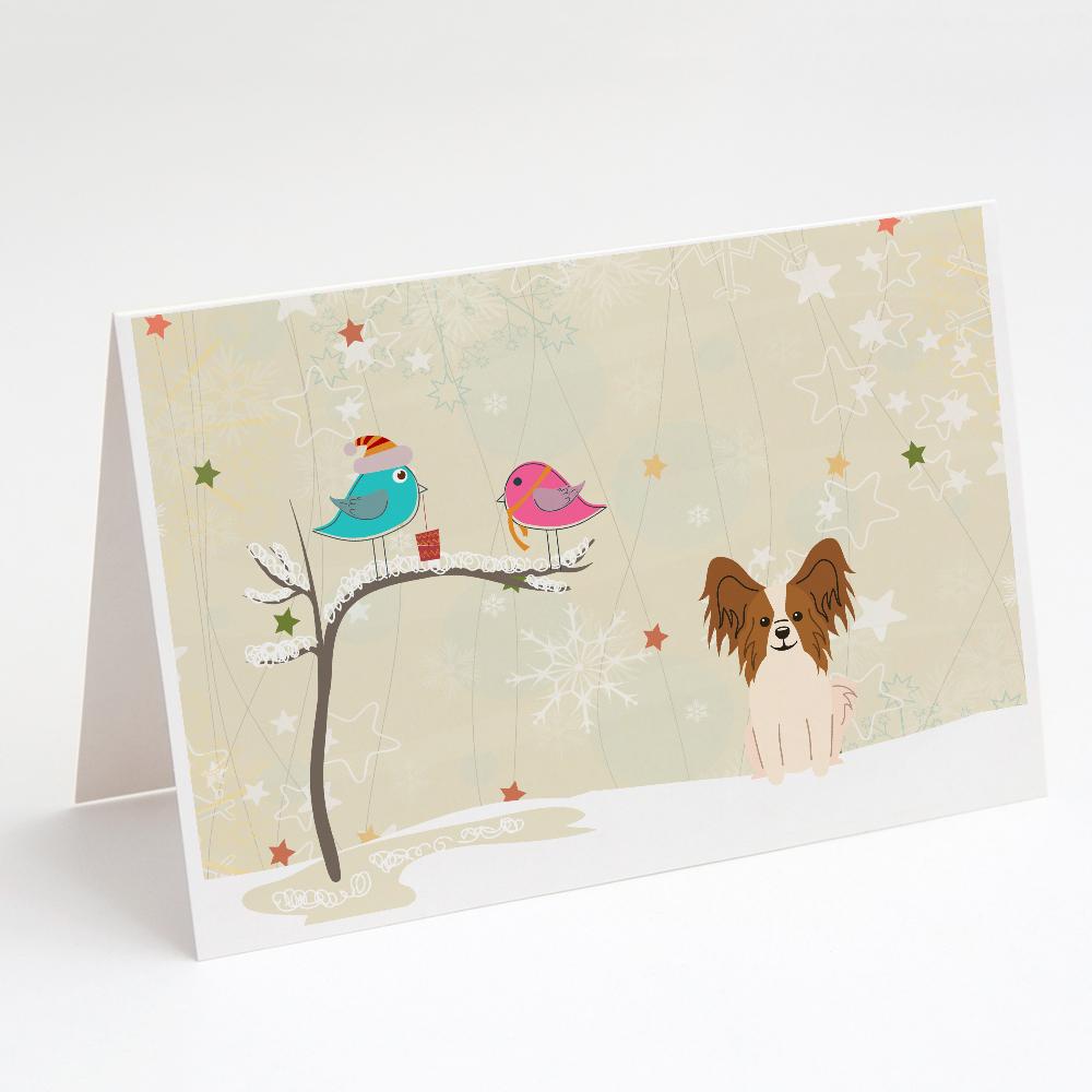 Christmas Presents between Friends Papillon Greeting Cards Pack of 8 Blank Cards with Envelopes Whimsical A7 Size 5x7
