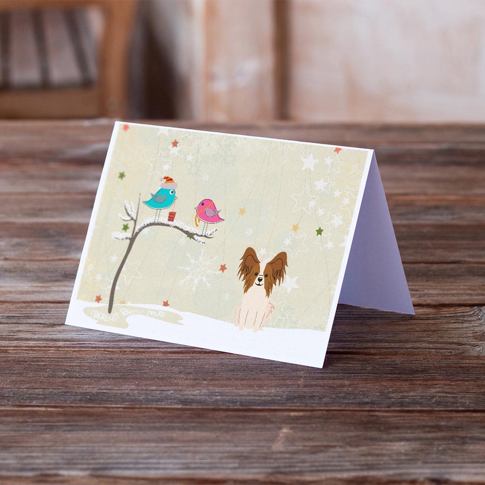 Christmas Presents between Friends Papillon Greeting Cards Pack of 8 Blank Cards with Envelopes Whimsical A7 Size 5x7