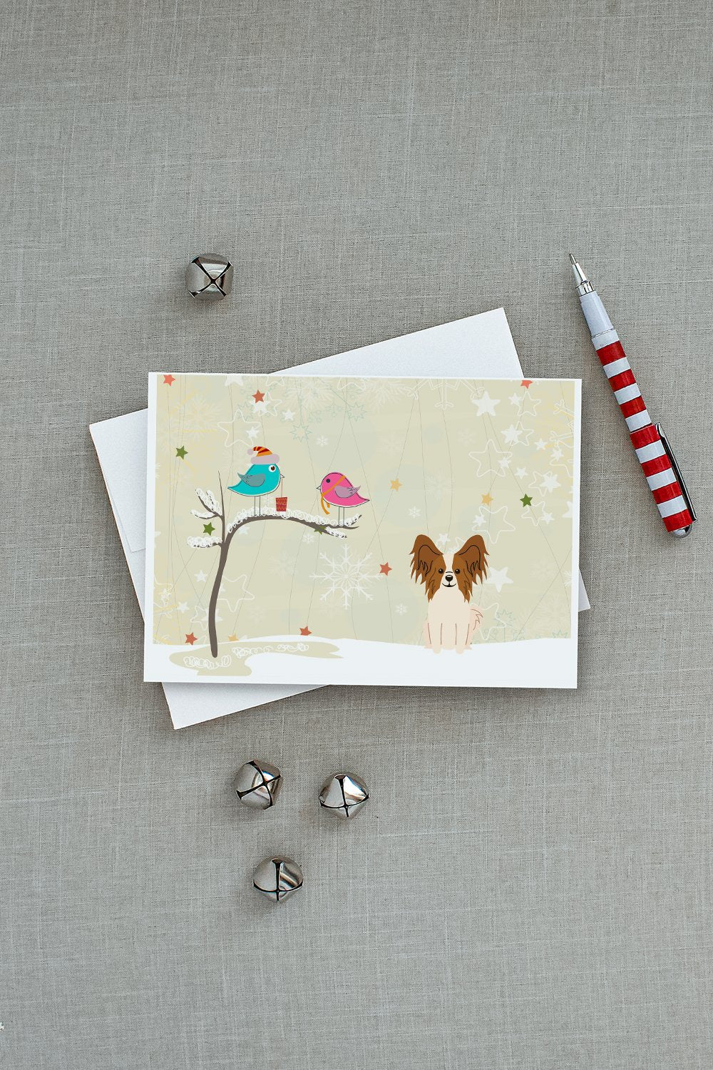 Christmas Presents between Friends Papillon Greeting Cards Pack of 8 Blank Cards with Envelopes Whimsical A7 Size 5x7