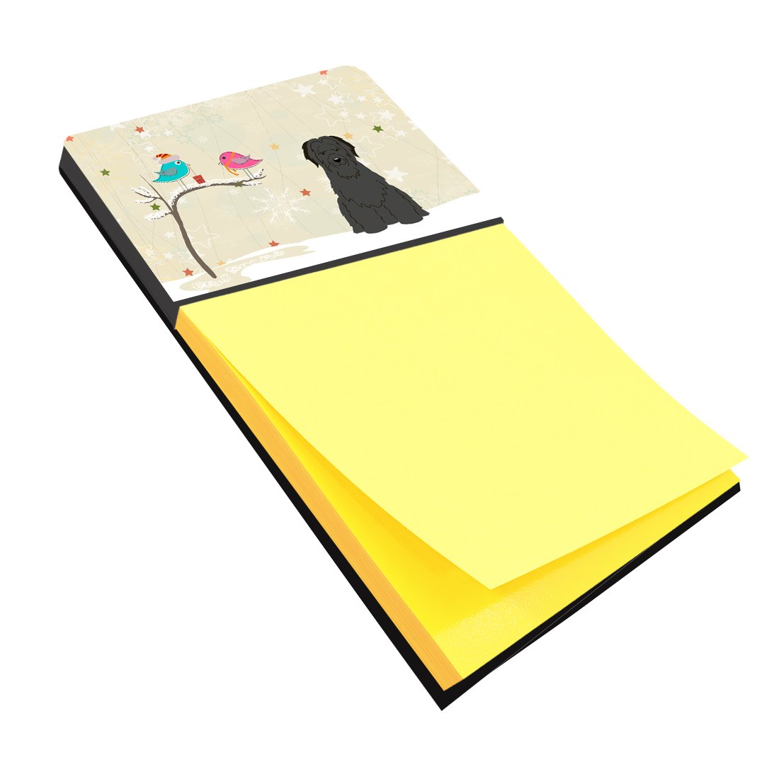 Christmas Presents between Friends Briard - Black Watercolor Sticky Note Holder Refillable Dispenser Desk Accessory 3x3 Pad Gift