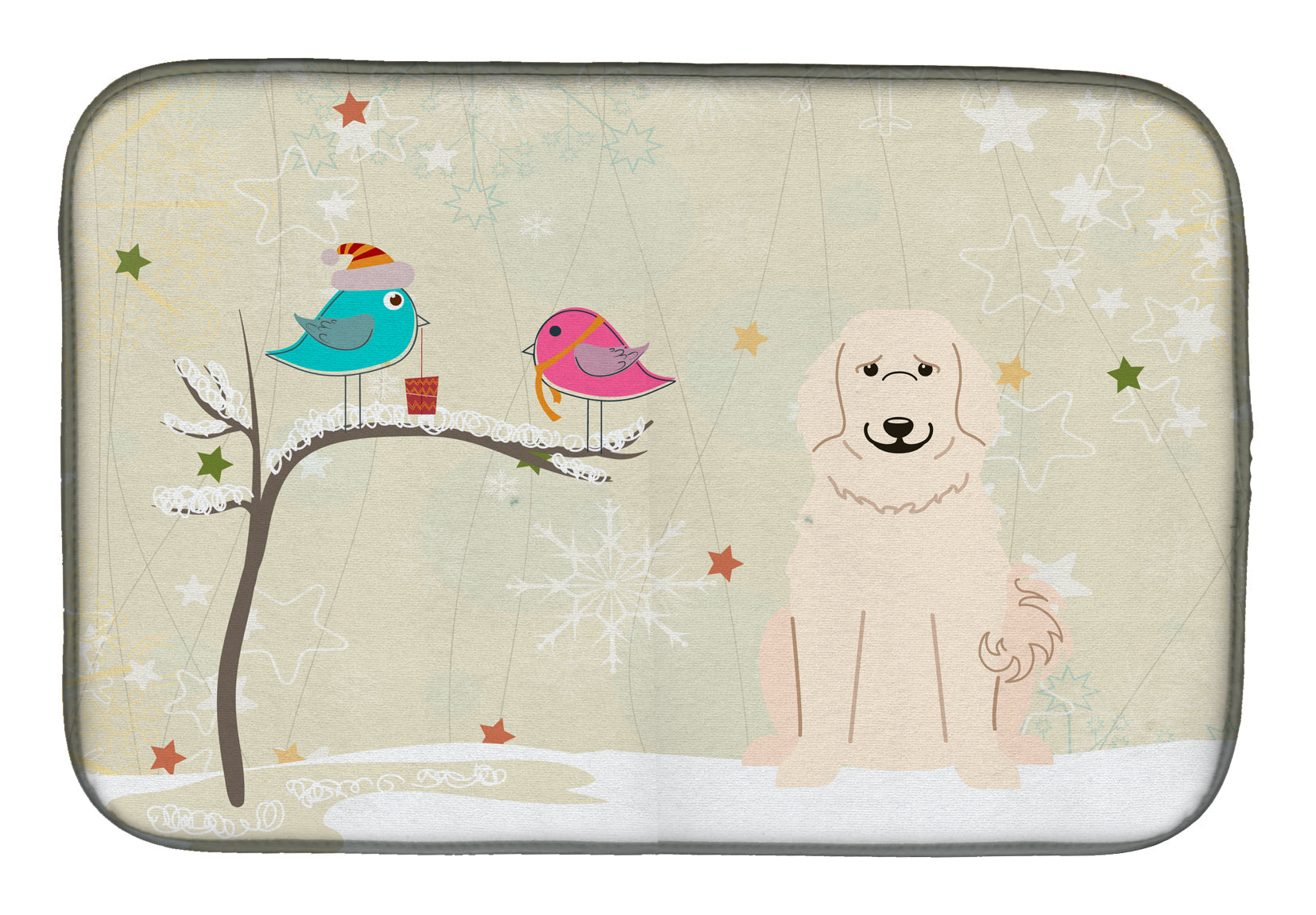Christmas Presents between Friends Great Pyrenees Dish Drying Mat Absorbent Dish Drying Mat Pad for Kitchen Counter Dish Drainer Mat for Countertop, 14 x 21", Multicolor