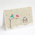 Christmas Presents between Friends Shih Tzu - Silver and White Greeting Cards Pack of 8 Blank Cards with Envelopes Whimsical A7 Size 5x7