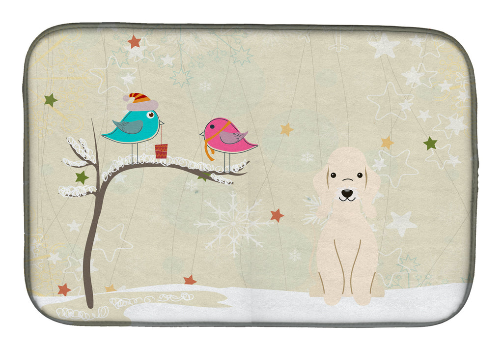 Christmas Presents between Friends Bedlington Terrier - Sandy Dish Drying Mat Absorbent Dish Drying Mat Pad for Kitchen Counter Dish Drainer Mat for Countertop, 14 x 21", Multicolor