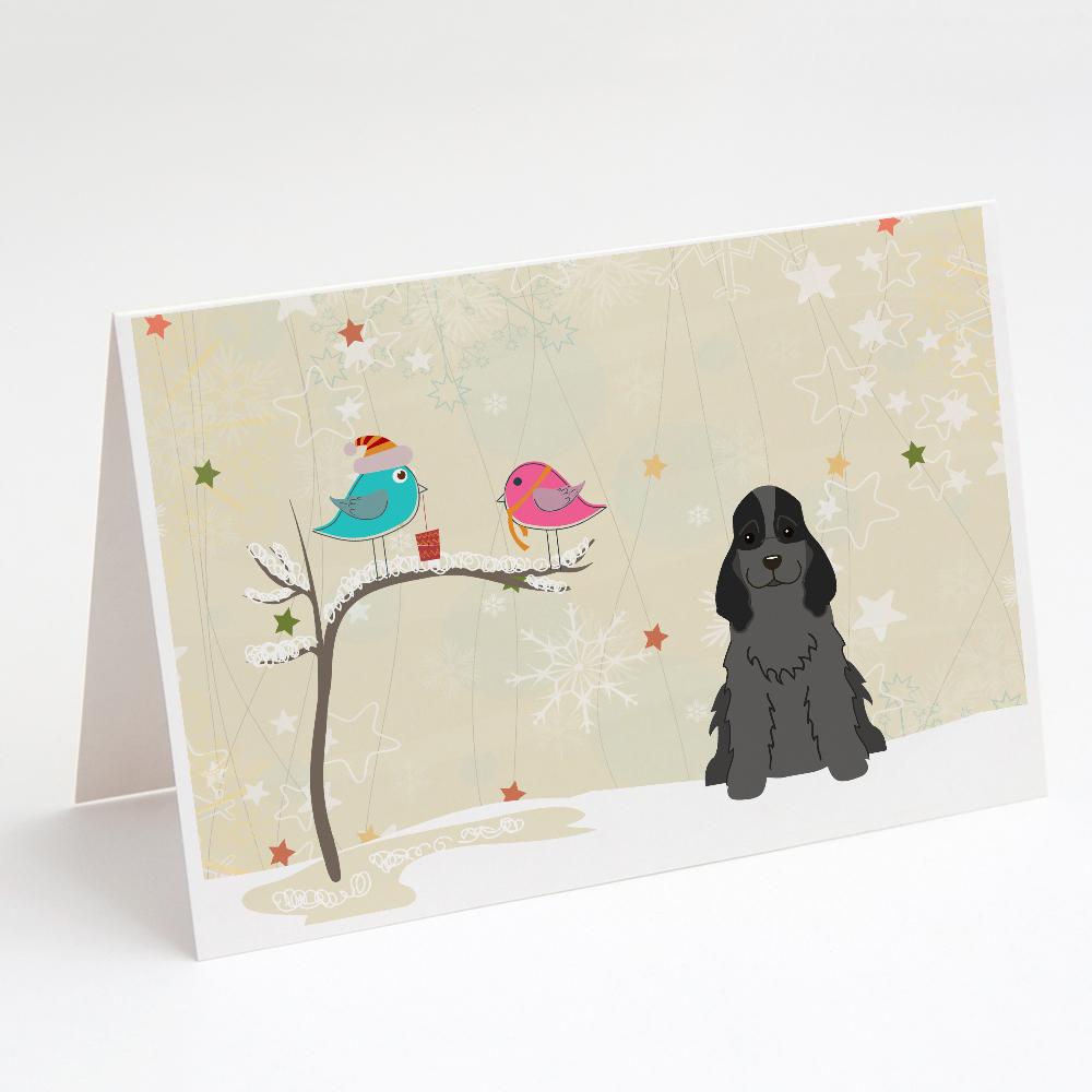 Christmas Presents between Friends Cocker Spaniel - Black Greeting Cards Pack of 8 Blank Cards with Envelopes Whimsical A7 Size 5x7