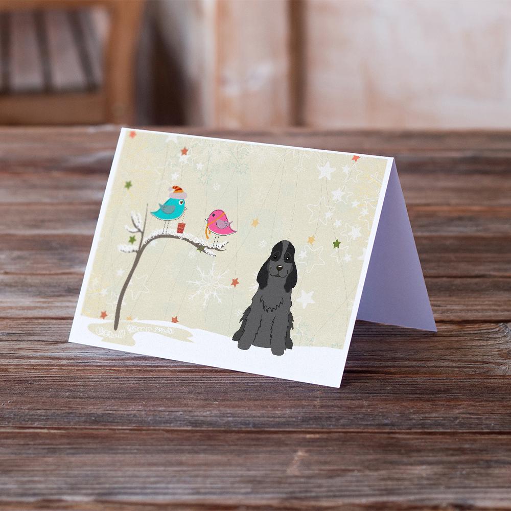 Christmas Presents between Friends Cocker Spaniel - Black Greeting Cards Pack of 8 Blank Cards with Envelopes Whimsical A7 Size 5x7