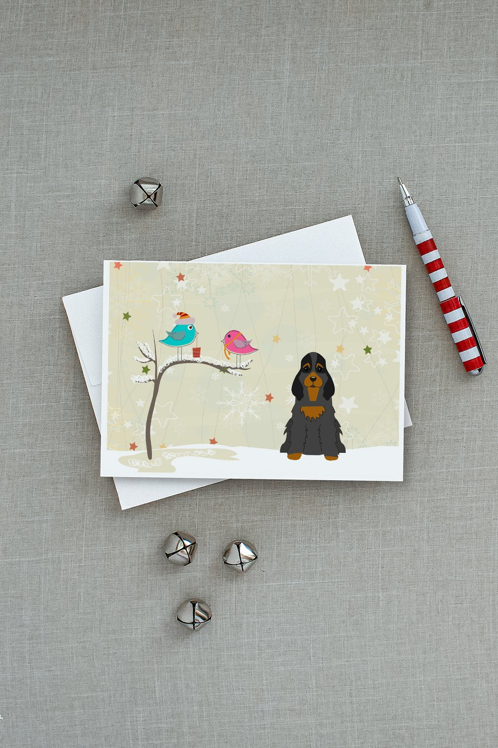 Christmas Presents between Friends Cocker Spaniel - Black and Tan Greeting Cards Pack of 8 Blank Cards with Envelopes Whimsical A7 Size 5x7