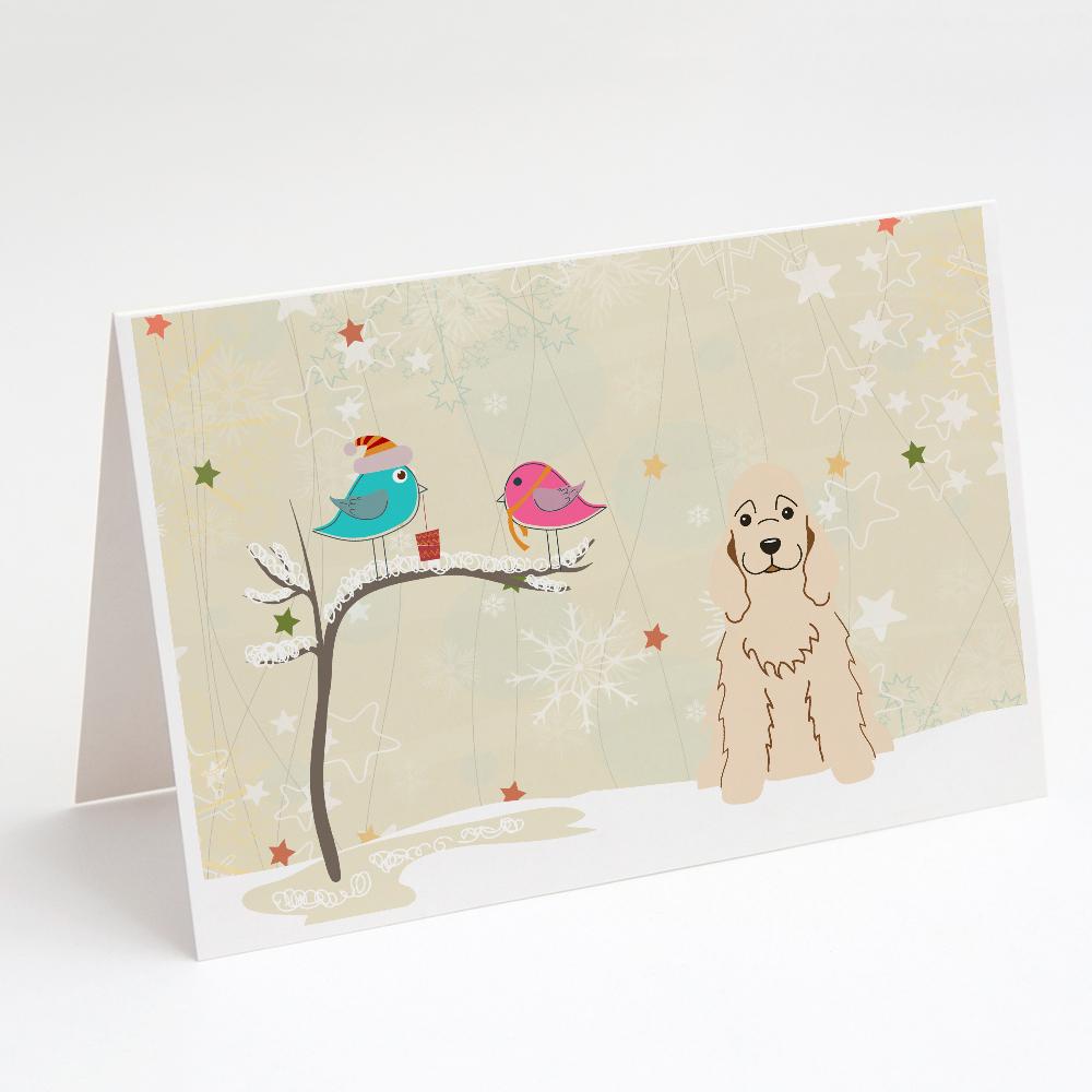Christmas Presents between Friends Cocker Spaniel - Buff Greeting Cards Pack of 8 Blank Cards with Envelopes Whimsical A7 Size 5x7