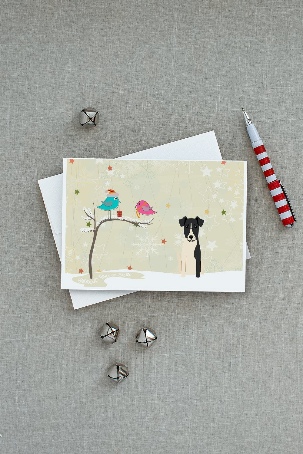 Christmas Presents between Friends Fox Terrier - Smooth Greeting Cards Pack of 8 Blank Cards with Envelopes Whimsical A7 Size 5x7