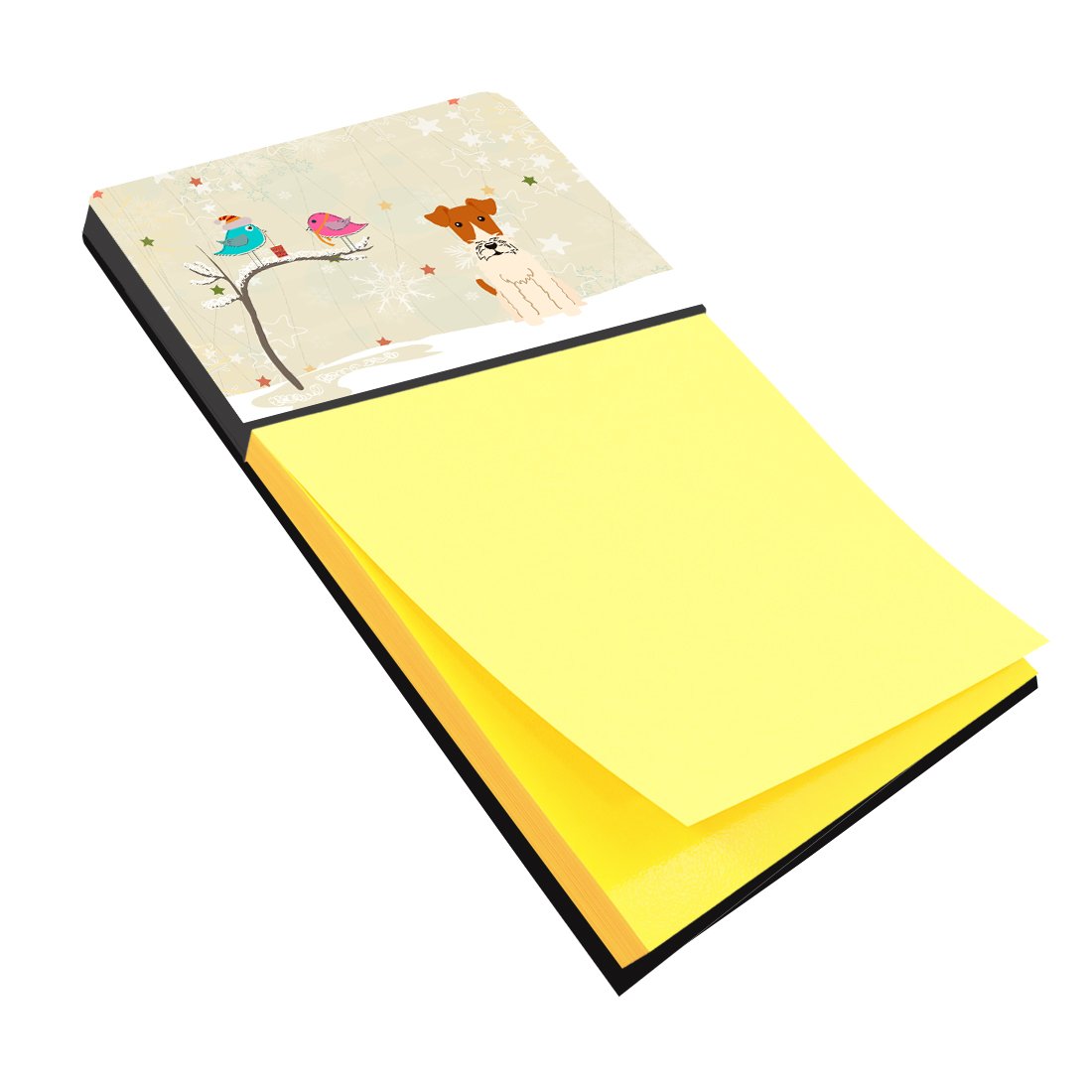 Christmas Presents between Friends Fox Terrier - Wire Watercolor Sticky Note Holder Refillable Dispenser Desk Accessory 3x3 Pad Gift