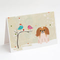 Christmas Presents between Friends Pekingese - Red and White Greeting Cards Pack of 8 Blank Cards with Envelopes Whimsical A7 Size 5x7