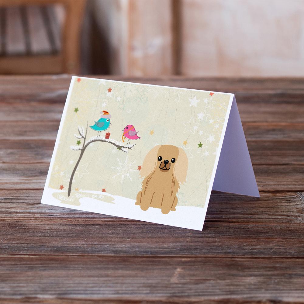 Christmas Presents between Friends Pekingese - Fawn Greeting Cards Pack of 8 Blank Cards with Envelopes Whimsical A7 Size 5x7