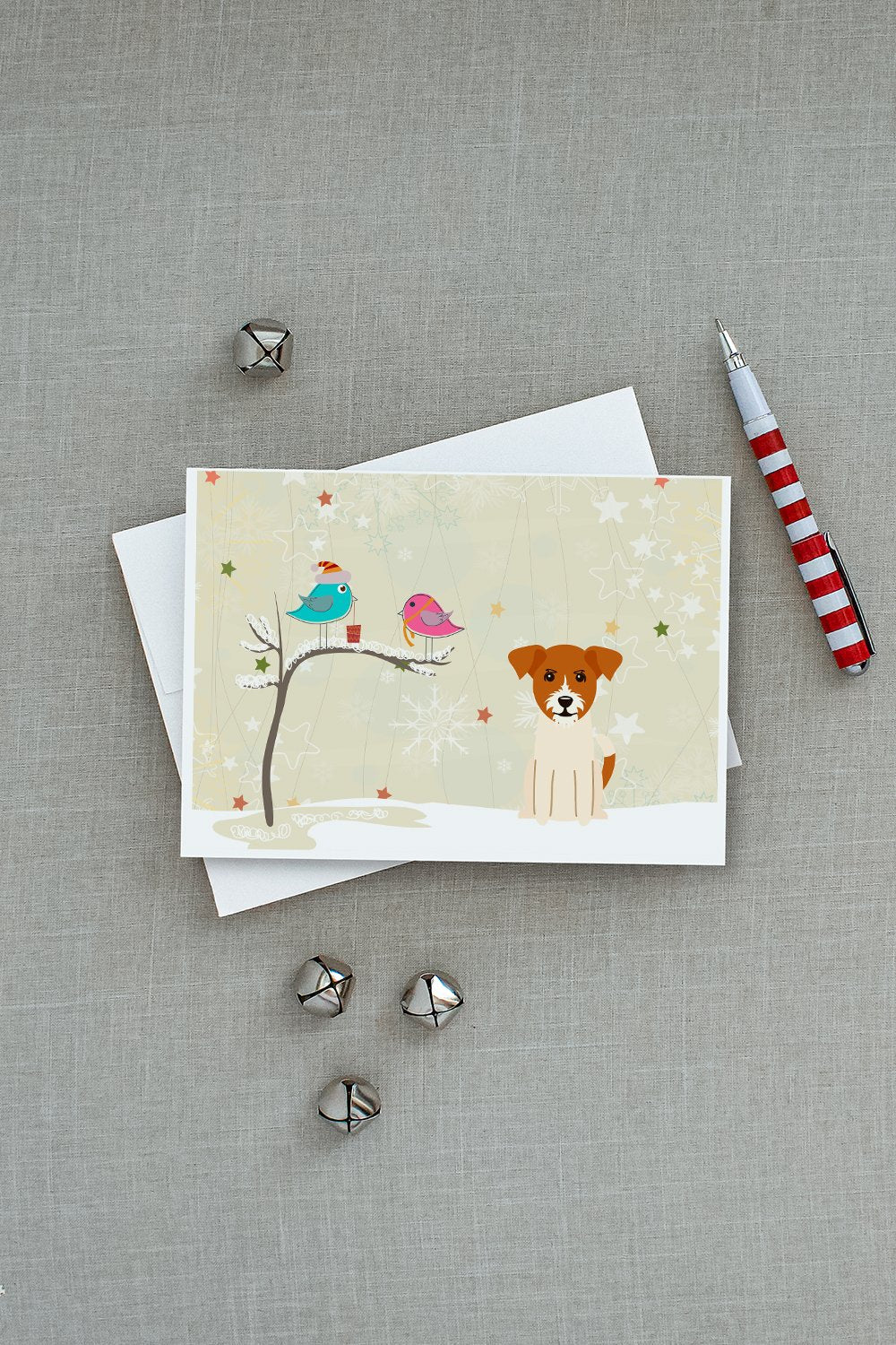 Christmas Presents between Friends Jack Russell Terrier Greeting Cards Pack of 8 Blank Cards with Envelopes Whimsical A7 Size 5x7