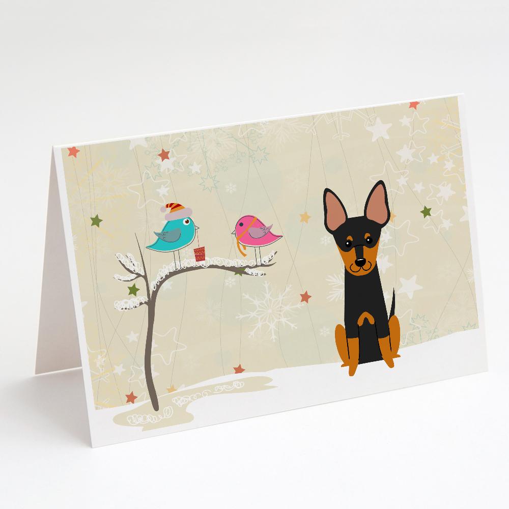 Christmas Presents between Friends English Toy Terrier Greeting Cards Pack of 8 Blank Cards with Envelopes Whimsical A7 Size 5x7