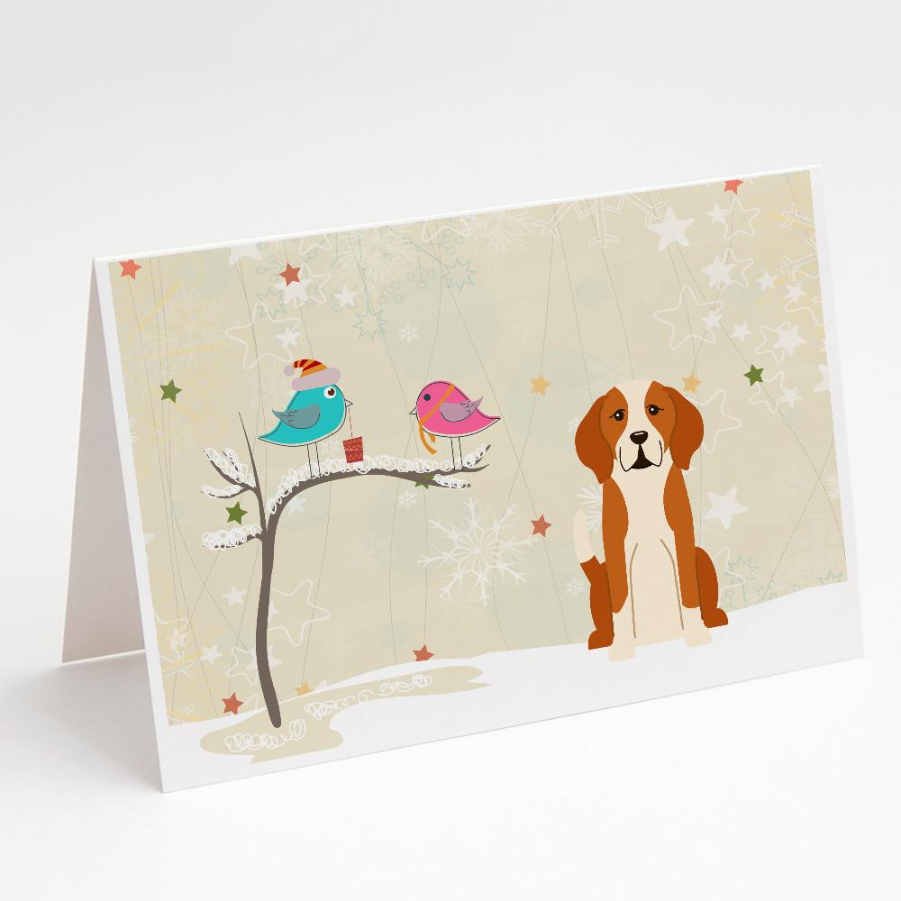 Christmas Presents between Friends English Foxhound Greeting Cards Pack of 8 Blank Cards with Envelopes Whimsical A7 Size 5x7
