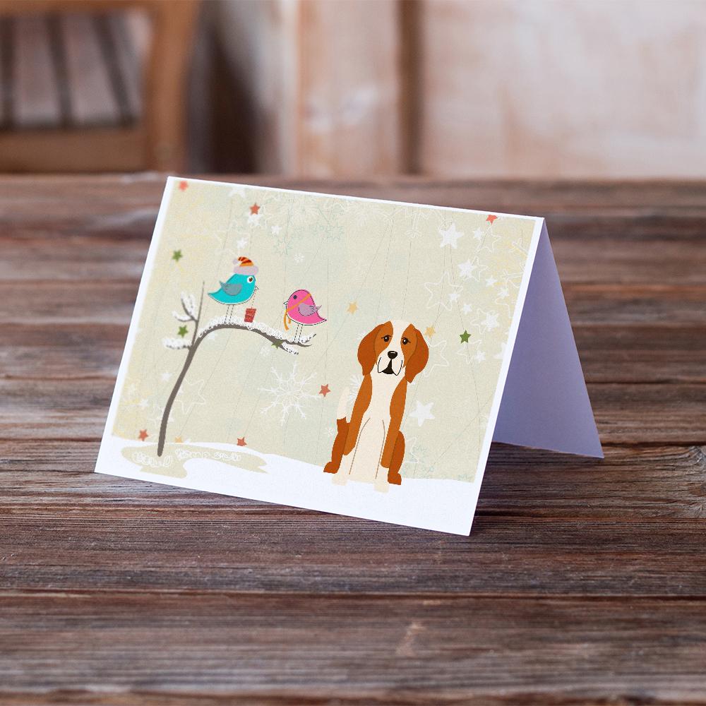 Christmas Presents between Friends English Foxhound Greeting Cards Pack of 8 Blank Cards with Envelopes Whimsical A7 Size 5x7